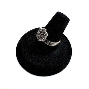 Vintage Sterling Silver and Marcasite Floral Ring Size 8